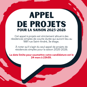 Appel de projets – résidence de courte durée